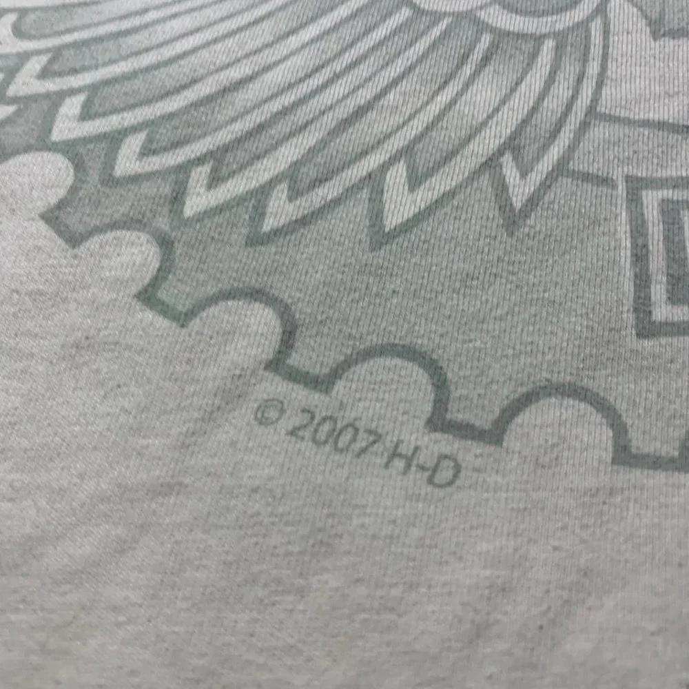 Y2K Harley-Davidson Denver 2007 Pin-Up Girl Cut Off Muscle Tank Skull Gr… - Picture 12 of 16